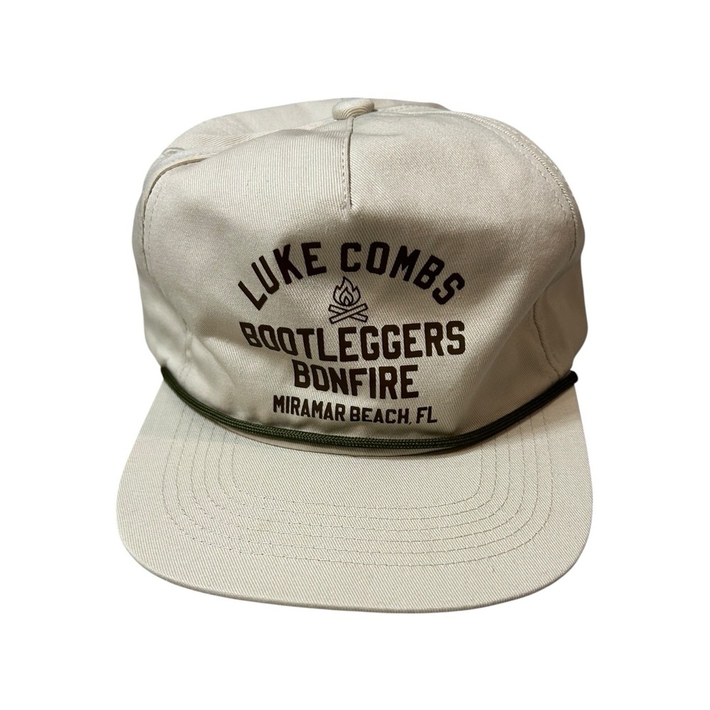 Luke Combs Bootleggers Bonfire Rope SnapBack Trucker Hat Tan NWOT